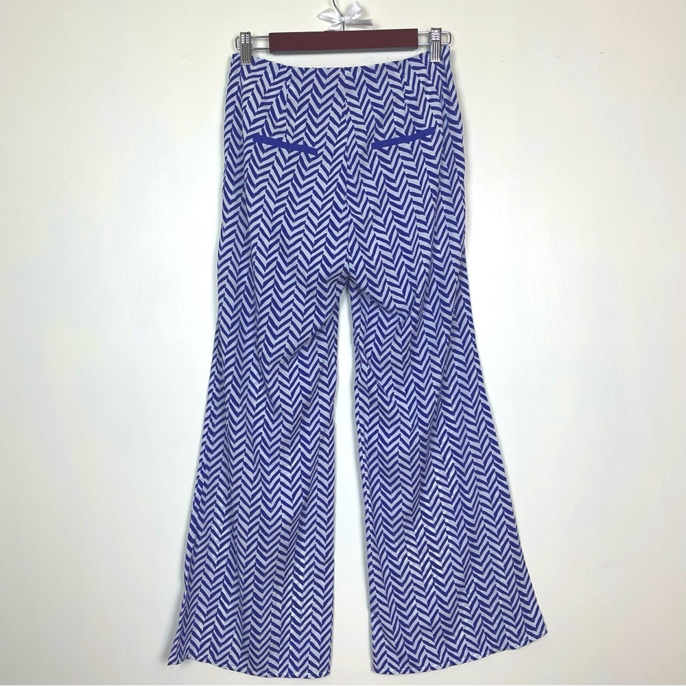 Umgee Womens Wide Leg Chevron Printed Lightweight Pants Sz Small Blue Boutique - Picture 6 of 8
